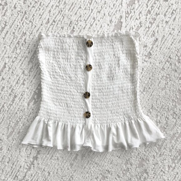 Rue21 Smocked Ruffle Tube Top with Buttons - Picture 3 of 6